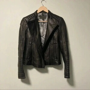 Black Rivet black leather motorbike  jacket